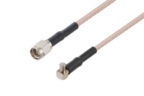 SMA Male to MCX Plug Right Angle Cable Using RG316-DS Coax with HeatShrink
