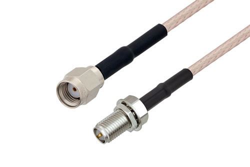 Reverse Polarity SMA Jack Bulkhead to Reverse Polarity SMA Plug Cable Using RG316 Coax with HeatShrink