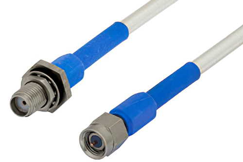 SMA Male to SMA Female Bulkhead Precision Cable 24 Inch Length Using 150 Series Coax, RoHS