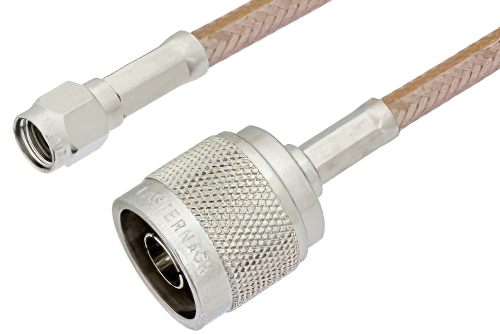 Reverse Polarity SMA Male to N Male Cable 12 Inch Length Using PE-P195 Coax