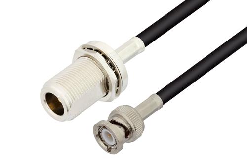 BNC Male to N Female Bulkhead Cable Using RG223 Coax, LF Solder