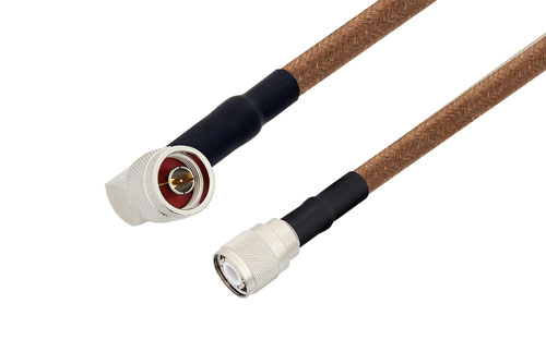 N Male Right Angle to HN Male Cable Using RG225 Coax with HeatShrink