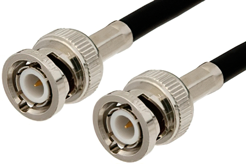 BNC Male to BNC Male Cable 12 Inch Length Using 53 Ohm RG55 Coax