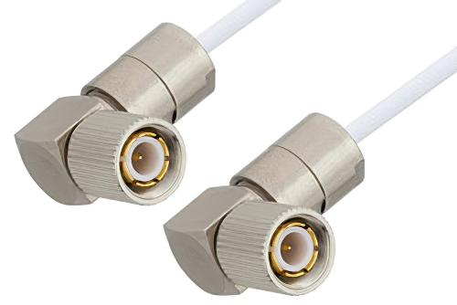 75 Ohm 1.6/5.6 Plug Right Angle to 75 Ohm 1.6/5.6 Plug Right Angle Cable 36 Inch Length Using 75 Ohm RG187 Coax
