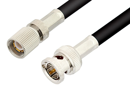 75 Ohm 1.6/5.6 Plug to 75 Ohm BNC Male Cable 12 Inch Length Using 75 Ohm RG59 Coax, RoHS
