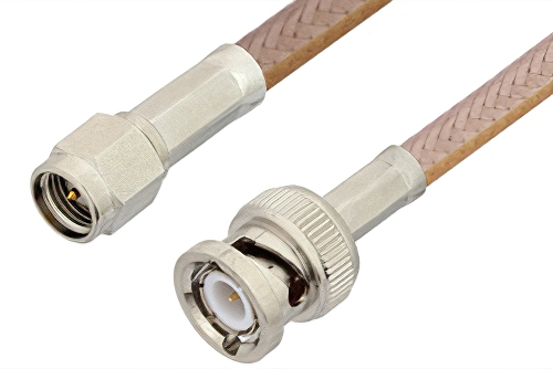 SMA Male to BNC Male Cable 12 Inch Length Using RG400 Coax