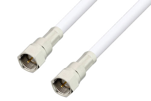 75 Ohm F Male to 75 Ohm F Male Cable 48 Inch Length Using 75 Ohm RG59-WHITE Coax