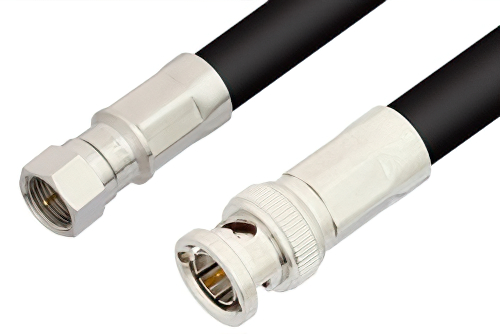 75 Ohm F Male to 75 Ohm BNC Male Cable 36 Inch Length Using 75 Ohm RG11 Coax, RoHS