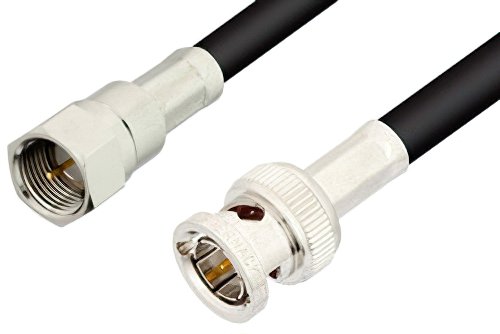 75 Ohm F Male to 75 Ohm BNC Male Cable 48 Inch Length Using 75 Ohm RG59 Coax
