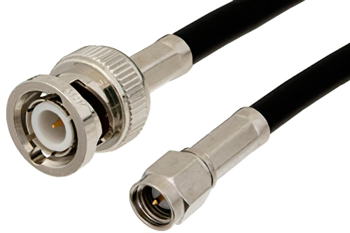 SMA Male to BNC Male Cable 24 Inch Length Using RG58 Coax, RoHS