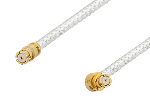 SMP Female to SMP Female Right Angle Cable 60 Inch Length Using PE-SR405FL Coax