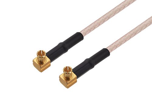 75 Ohm Push-On MCX Plug RA to 75 Ohm Push-On MCX Plug RA Cable 24 Inch Length Using 75 Ohm RG179 Coax with HeatShrink, LF Solder