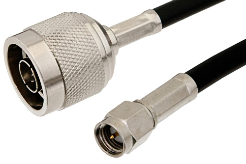 SMA Male to N Male Cable 12 Inch Length Using PE-C200 Coax
