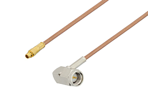 MMCX Plug to SMA Male Right Angle Cable Using RG178 Coax , LF Solder