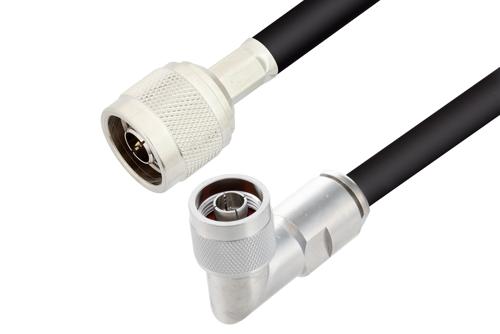 75 Ohm N Male to 75 Ohm N Male Right Angle Cable Using 75 Ohm RG11 Coax