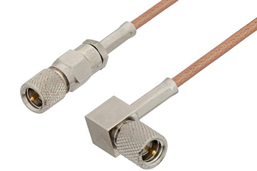 10-32 Male to 10-32 Male Right Angle Cable Using RG178 Coax