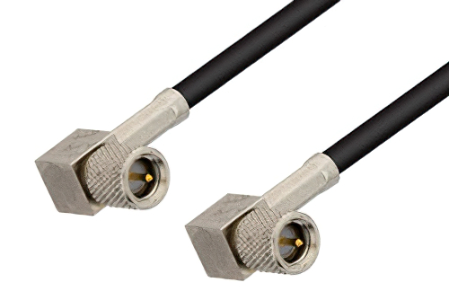 10-32 Male Right Angle to 10-32 Male Right Angle Cable Using RG174 Coax, RoHS