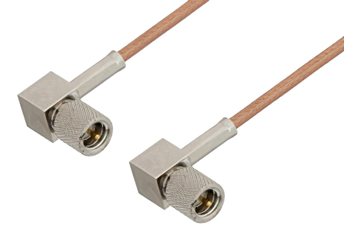 10-32 Male Right Angle to 10-32 Male Right Angle Cable Using RG178 Coax, RoHS