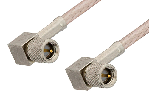 10-32 Male Right Angle to 10-32 Male Right Angle Cable Using RG316 Coax, RoHS