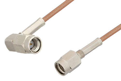 SSMA Male to SSMA Male Right Angle Cable 6 Inch Length Using RG178 Coax