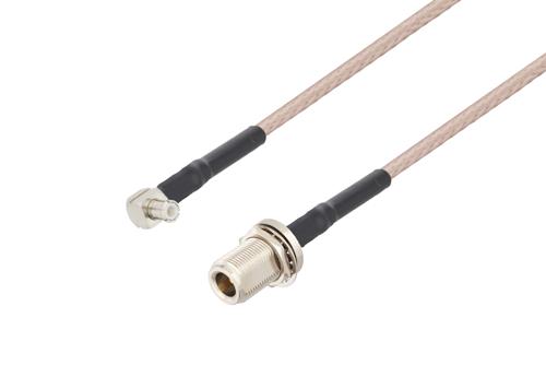 MCX Plug Right Angle to N Female Bulkhead Cable Using RG316 Coax with HeatShrink, LF Solder
