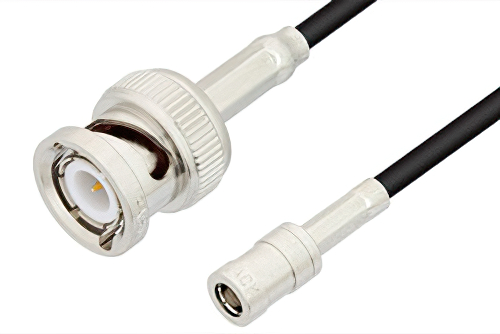 SMB Plug to BNC Male Cable 48 Inch Length Using RG174 Coax, RoHS