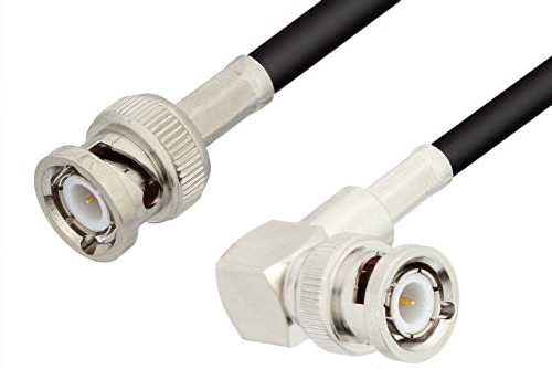 BNC Male to BNC Male Right Angle Cable Using RG223 Coax