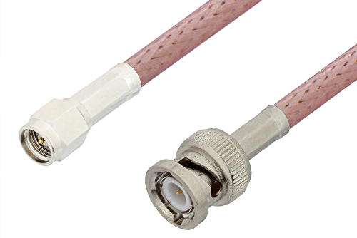 SMA Male to BNC Male Cable 12 Inch Length Using RG142 Coax, RoHS