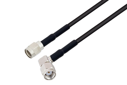 Reverse Polarity SMA Plug Right Angle to Reverse Polarity SMA Plug Cable Using RG174 Coax with HeatShrink