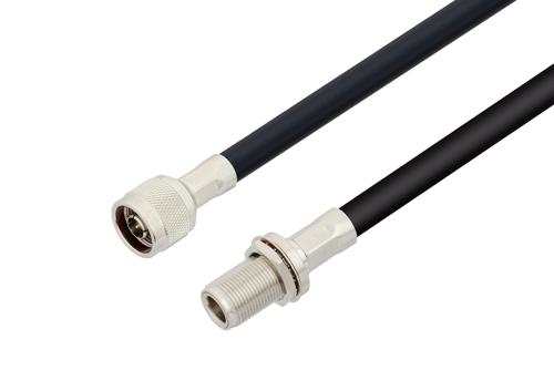 N Male to N Female Bulkhead Low Loss Cable Using PE-C400 Coax, LF Solder