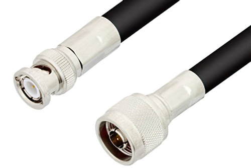 N Male to BNC Male Cable 36 Inch Length Using RG213 Coax, RoHS