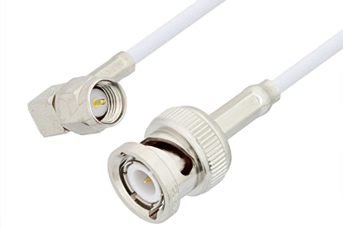 SMA Male Right Angle to BNC Male Cable 60 Inch Length Using RG188 Coax, RoHS