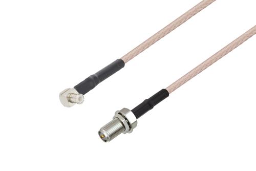 MCX Plug Right Angle to Reverse Polarity SMA Jack Bulkhead Cable Using RG316 Coax with HeatShrink