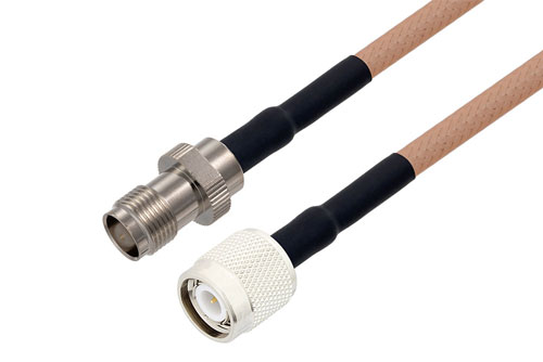 TNC Male to TNC Female Cable 6 Inch Length Using RG400 Coax with HeatShrink, LF Solder