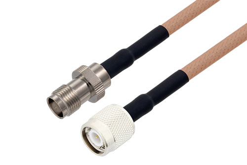 TNC Male to TNC Female Cable Using RG400 Coax with HeatShrink, LF Solder
