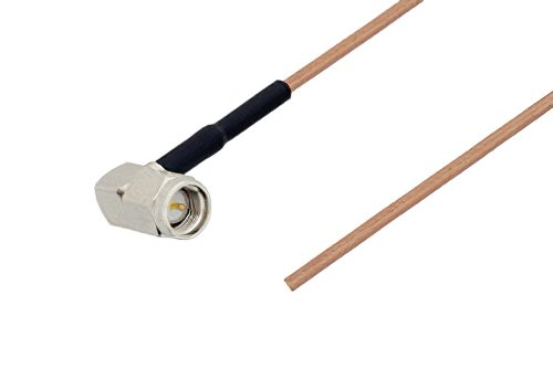 SMA Male Right Angle to Straight Cut Lead Cable 36 Inch Length Using RG178 Coax