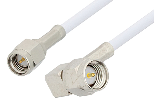SMA Male to SMA Male Right Angle Cable Using RG188-DS Coax, RoHS