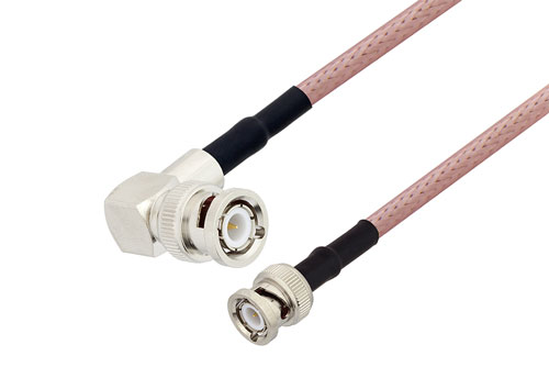 BNC Male Right Angle to BNC Male Cable Using RG303 Coax with HeatShrink