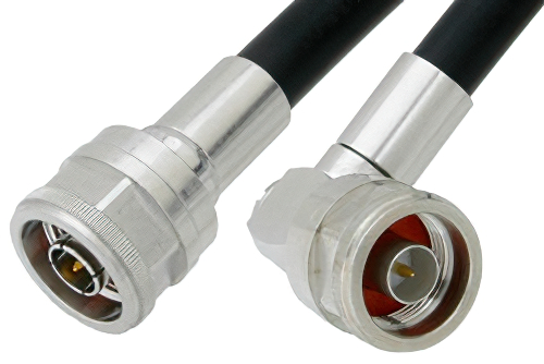 N Male to N Male Right Angle Cable 72 Inch Length Using PE-C400 Coax