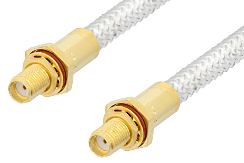 SMA Female Bulkhead to SMA Female Bulkhead Cable 24 Inch Length Using PE-SR401FL Coax, RoHS