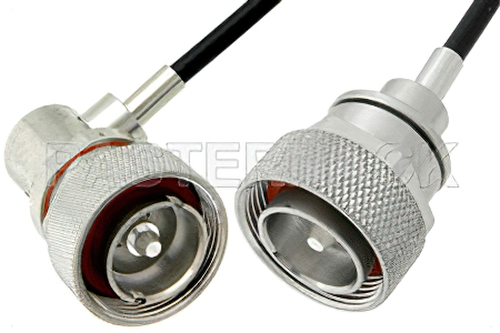7/16 DIN Male to 7/16 DIN Male Right Angle Cable 60 Inch Length Using PE-C240 Coax