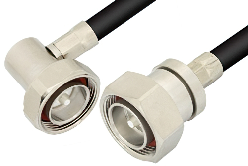 7/16 DIN Male to 7/16 DIN Male Right Angle Cable 72 Inch Length Using PE-C400 Coax
