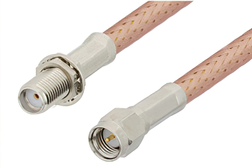 SMA Male to SMA Female Bulkhead Cable Using PE-P195 Coax, RoHS