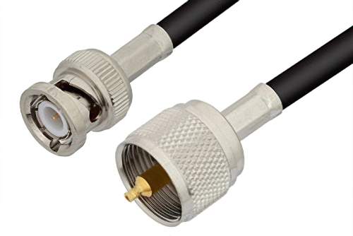UHF Male to BNC Male Cable 24 Inch Length Using RG223 Coax