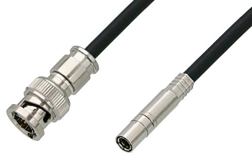 75 Ohm Mini SMB Plug to 75 Ohm BNC Male Cable 12 Inch Length Using 75 Ohm PE-B159-BK Black Coax