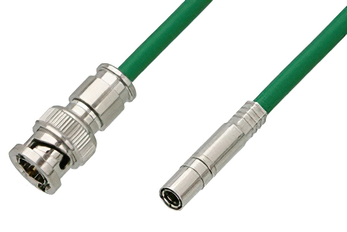 75 Ohm Mini SMB Plug to 75 Ohm BNC Male Cable 48 Inch Length Using 75 Ohm PE-B159-GR Green Coax