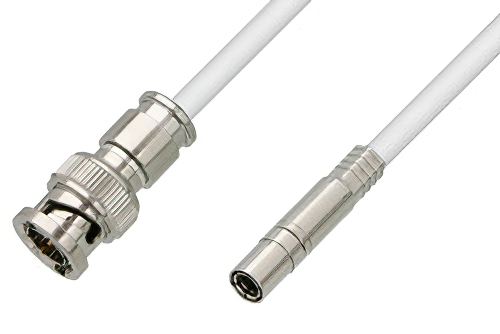 75 Ohm Mini SMB Plug to 75 Ohm BNC Male Cable 12 Inch Length Using 75 Ohm PE-B159-WH White Coax