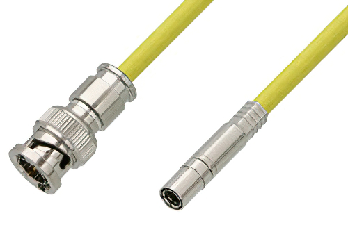 75 Ohm Mini SMB Plug to 75 Ohm BNC Male Cable 24 Inch Length Using 75 Ohm PE-B159-YW Yellow Coax