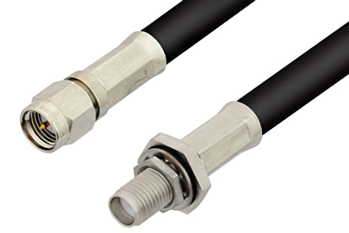 SMA Male to SMA Female Bulkhead Cable 12 Inch Length Using 93 Ohm RG62 Coax