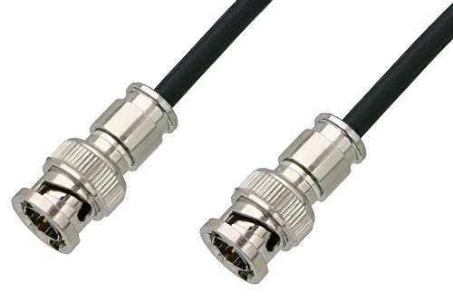 75 Ohm BNC Male to 75 Ohm BNC Male Cable 12 Inch Length Using 75 Ohm PE-B159-BK Black Coax
